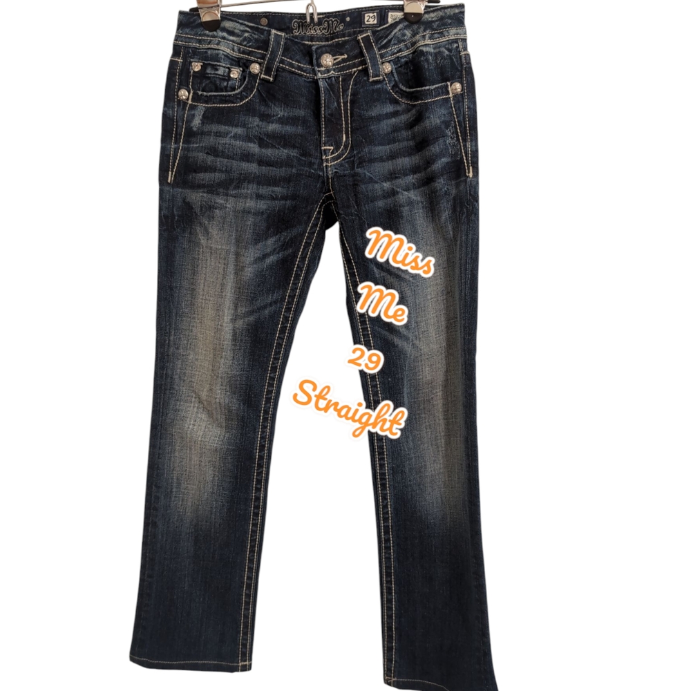 Miss Me Straight Leg Jeans Dark Blue 29